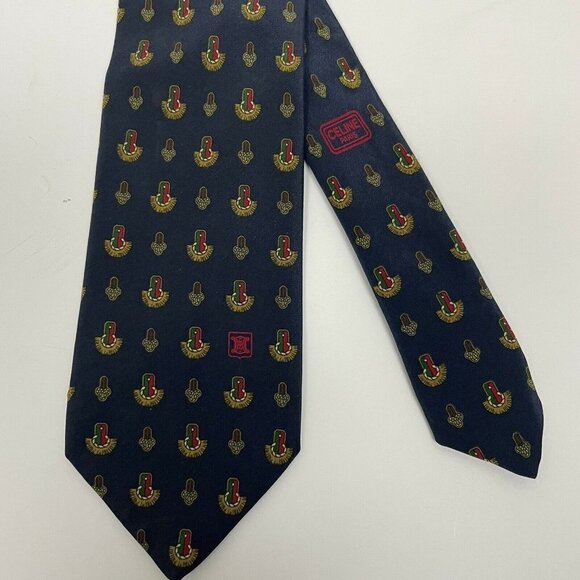 Celine Paris Men's Blue‎ Men's Necktie 100% Silk - Picture 2 of 7